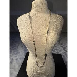 925 Sterling Silver ~17" Long Beaded Rope Chain Necklace ~6.5 Grams